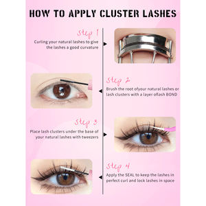 Extensions de cils naturelles souples en C, 0,3 mm, base plate sans nœuds, pointes effilées, grappes légères - Product Image 4