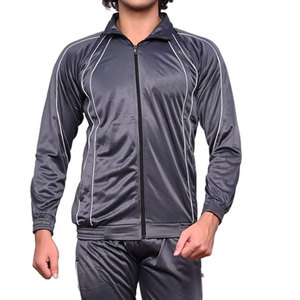 Customized 100% Polyester Men's Gym Wear Good Quality Solid Zipper Tracksuit Side Pocket Front Zipper <b>Jogging</b> Suit for Spring - Product Image 6