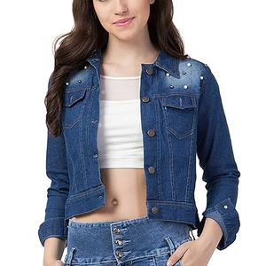 Vente en gros de vestes en denim à la mode pour femmes veste en jean courte pour dames veste en jean OEM personnalisé fournisseurs de vêtements décontractés pour femmes - Product Image 6