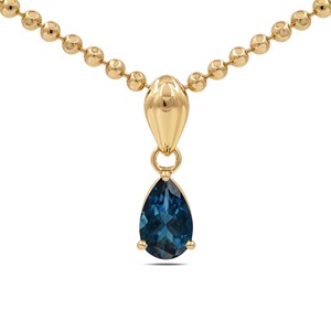 Colgante de pera de Topacio Azul de Londres, ajuste de punta de plata 925, joyería fina hecha a mano minimalista de Ishime Jewels para mujer - Product Image 4