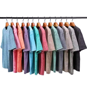 Bulk Unisex Drop Shoulder Streetwear camiseta de gran tamaño Boxy Fit 100% algodón en blanco liso lavado ácido Vintage camiseta para hombres - Product Image 2