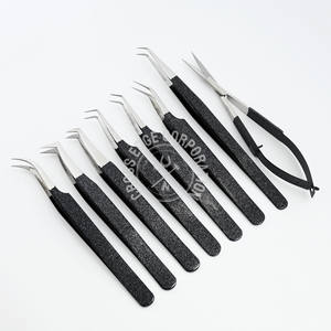 Pinzas para Extensión de Pestañas con Punta de Fibra a 45 Grados, Aislamiento Fino, Volumen X, Acero Inoxidable, Pinzas con Logotipo Personalizado para Pestañas Individuales - Product Image 1