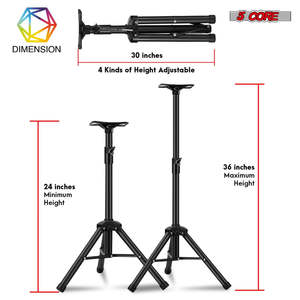 5 Core Speaker Stand <b>Tripod</b> Pair Heavy Duty Adjustable 36 Universal Mount for PA DJ Studio w Bag - Product Image 2