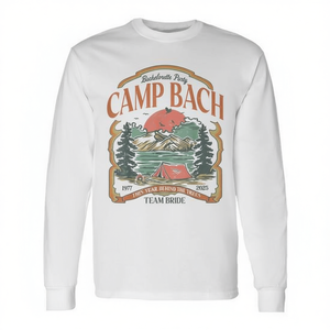 Camp Bach Vintage <b>Team</b> <b>Bride</b> Camping Bachelorette 2025 Long Sleeve T-Shirt - Product Image 2