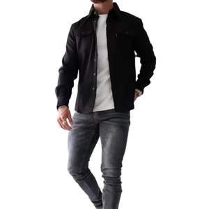 Último diseño de los hombres Casual Color personalizado botón Arriba mezcla de lana camisa chaqueta bolsillos otoño elegante Shacket prendas de vestir exteriores cuello alto - Product Image 6