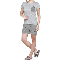 Ensemble deux pièces hiver pour femme en mélange de coton, t-shirt et short, avec personnalisation de marque, design respirant et réversible