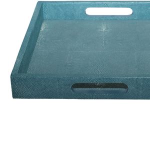 Custom 0.45x0.45x0.065 Square Turquious Tea <b>Trays</b> Faux shagreen Luxury Tea/Food Serving <b>Trays</b> - Product Image 5