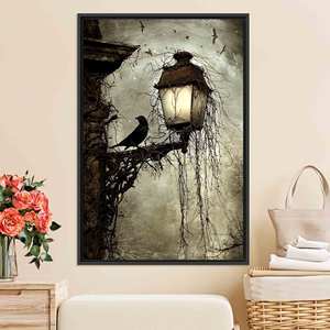 Impresión en lienzo gótico elegante: obra de arte de paisaje oscuro, lienzo con marco negro - Product Image 1