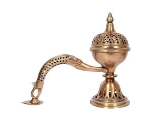 Brûleur d'encens en acier inoxydable de style arabe avec manche en bois pour le parfum de maison Bakhoor Brûleur d'encens couleur or Bakhoors - Product Image 5