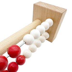 PLOMA AE101 Ábaco de madera de 23 cm con 2 filas para contar, sumar y restar, con cuentas metálicas blancas y rojas para estudiantes - Product Image 4