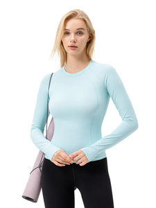 เสื้อยืดโยคะกีฬาผู้หญิง ป้องกันแสงแดด UPF 50+ แขนสั้น แห้งเร็ว ระบายอากาศดี เป็นมิตรกับสิ่งแวดล้อม น่ารัก ใส่สบายช่วงฤดูร้อน ทรงปกติ - Product Image 5