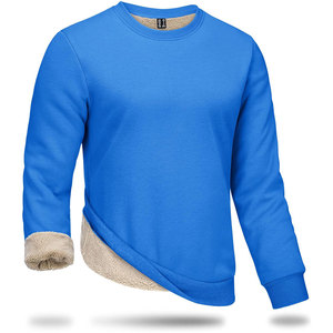 Mens Full Sherpa Lined Crewneck Sweatshirts Premium Heavy-weight Fleece Lined Long Sleeve No Hood Pullover OEM Services - Product Image 3