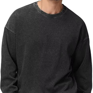Nouveau sweat-shirt à col rond pour homme, coupe ample, en coton 100% lourd, délavé à l'acide, avec logo personnalisé de haute qualité - Product Image 1