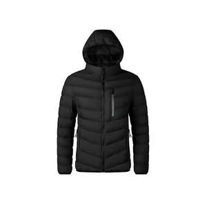 Nuevo abrigo negro para hombre, chaqueta cálida gruesa acolchada para exteriores de invierno, chaqueta acolchada informal de moda con logotipo personalizado para hombre - Product Image 1