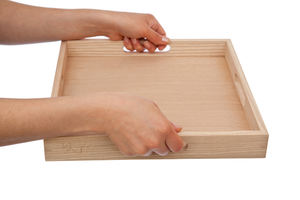 Plateau de service à café turc en bois de chêne massif - Product Image 4