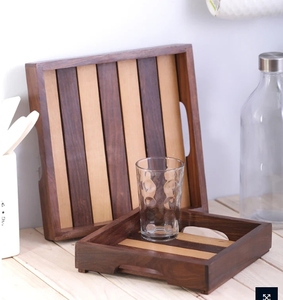 Bandeja de madera de acacia de 12 pulgadas hecha a mano azul Chatai con asas, Plato decorativo para servir para mesa de desayuno decorativa - Product Image 2