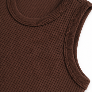 Top Corto Acanalado Marrón Personalizado para Mujer, Sin Mangas, para Yoga, Gimnasio, Fitness, Ropa Deportiva Activa, OEM, Venta al por Mayor - Product Image 6