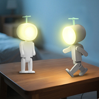 Lampe LED de chevet/bureau mignonne à piles, motif robot dessin animé, support magnétique, design graffiti DIY, idéale pour la nuit - Nouveauté très prisée