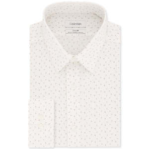 Camicia da Uomo Calvin Klein in Popeline Elasticizzato Slim-Fit, Antipiega, Non Necessita di Stiratura, Bianca con Stampa, Taglia 14.5X32-33, Rossa - Product Image 1