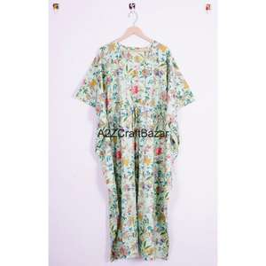 Evening <b>Party</b> Wear Women's <b>Long</b> Abaya <b>Dress</b> Hand Block Printed Kaftan Casual Middle Eastern Handmade Pure Cotton Summer Autumn - Product Image 6