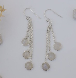 925 Stamp Solid <b>Silver</b> Perfect Wedding Gift 925 <b>Sterling</b> <b>Silver</b> Handmade Gemstone Moonstone Spinner Women's <b>Dangle</b> <b>Earrings</b> - Product Image 2