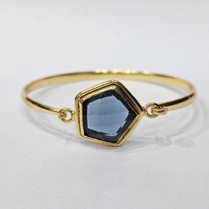 925 argent Sterling Pantagon forme facettes bleu Quartz pierres précieuses bracelet fait à la main réglable placage or bijoux fins anniversaire - Product Image 3