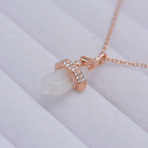 Bajo MOQ Christian Classic 925 Sterling Silver Zircon Bullet Piedra natural Charm Collares Fiesta al por mayor - Product Image 4