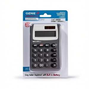 Calculatrice solaire grise à 10 chiffres de GENIE avec batterie intégrée - Product Image 2
