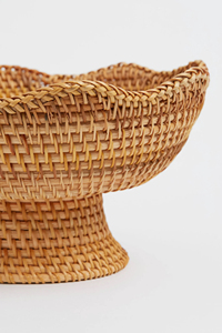 Cuenco de ratán ecológico para comida, fruta o uso decorativo, soporte de cuenco con borde ondulado elegante, perfecto para el hogar, restaurante, fiesta de boda - Product Image 2