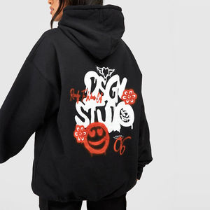 2025 llegada sólido de gran tamaño Drop Shoulder Hoodies para mujeres 100% Material de algodón suave y cómodo Impresión de logotipo personalizado - Product Image 2