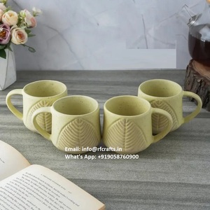 Taza de café de cerámica minimalista de estilo coreano | Taza de té hecha a mano con platillo a juego para decoración del hogar - Product Image 2
