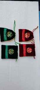 Custom Made Velvet Bags With Gold Print in Size 4.5 Inch X 5.5 Inch in Green & <b>Burgundy</b> Shades in Drawstring Pattern. - Product Image 4