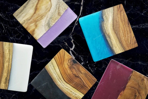 High Quality 10*10*1.1cm Wood Epoxy Resin <b>Coasters</b> <b>for</b> <b>Drink</b> Tea Coffee Holes Free Wooden <b>Coasters</b> at Cheapest Prices - Product Image 5