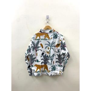 Veste en coton imprimé au motif Jungle Darbar, couleur ivoire, style safari, avec col montant, respirante, design estival, finition soignée - Product Image 1
