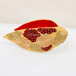 Bandeau perlé avec coeur Design Turban accessoire de cheveux perlé perlage chic graine embelli à la main bandeau en tissu orné de bijoux - Product Image 5