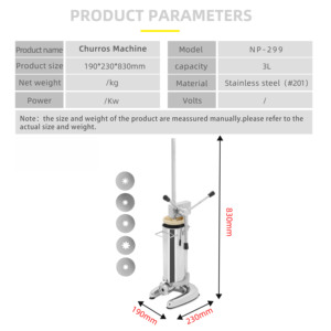 Máquina <span class=keywords><strong>Manual</strong></span> de Acero Inoxidable para Hacer Churros, con Temperatura y Temporizador Ajustables, para Uso Comercial en Panaderías y Servicios de Catering, con Leche y Harina - Product Image 6