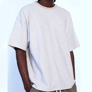 High Quality 100% Cotton Solid Knitted Heavy Weight Oversized Anti-Wrinkle Heat-Transfer Printed O-Neck Short Men's T-Shirt - Product Image 4