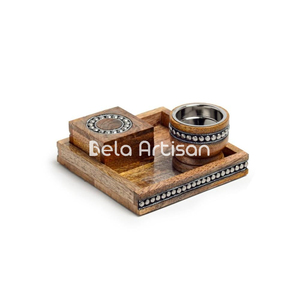 Bela Artisan travertino Mukhakhari quemador con bandeja de regalo Set hecho a mano madera Mabkhara caja para mujer - Product Image 5
