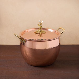 Olla caliente para servir alimentos martillados de Metal Chapado en cobre, tamaño personalizado, forma redondeada, estilo único, suministros para calentar alimentos hechos a mano - Product Image 3