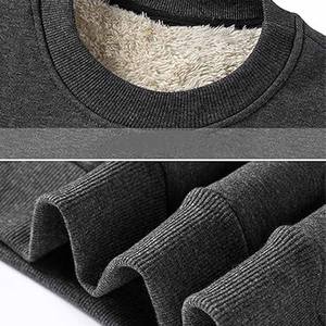 Sudadera de cuello redondo de lana para hombre, sudaderas con capucha y sudaderas informales gruesas cálidas para invierno - Product Image 5
