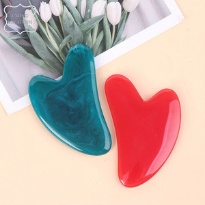 Outil de massage original en pierre véritable Quartz rose Jade Gua Sha en forme de cœur coloré naturel pour grattoirs de visage et de corps - Product Image 3