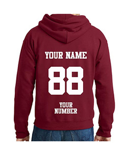 เสื้อฮู้ดผู้ชายแบบสั่งทำพิเศษสำหรับฤดูใบไม้ร่วง ผ้าฝ้ายฟลีซ 100% ปักลายพิมพ์ตามสั่ง สีแดงเลือดหมู - Product Image 2