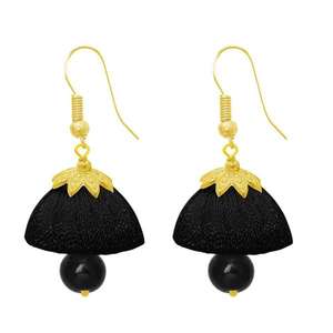 The99jewel Boucles d'oreilles fil plaqué or Jhumki Black Pearl Drop - Product Image 1