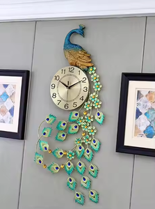 Attrayant Paon Métal Lumière Horloge Murale Multi Couleur Finition Silencieux Horloge Murale Pour La Décoration Intérieure Horloge par Azora Industries - Product Image 4