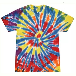 เสื้อยืดผู้ชายลายมัดย้อม แขนสั้น ลายวงกลมสีรุ้ง คอกลม ผ้าฝ้ายถัก สวมใส่สบาย ทรงปกติ - Product Image 5