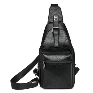 Bolso de Pecho Minimalista de Microfibra Negra con Cierre de Cremallera, Correa Ajustable y Diseño Antirrobo para Uso Diario - Product Image 1