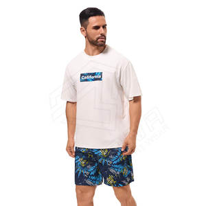 Conjunto Deportivo Informal de Verano para Hombre, Manga Corta, Color Sólido, con Logotipo Personalizado, Camiseta y Pantalones Cortos, Talla Grande, 100% Algodón, Transpirable, a la Moda - Product Image 3