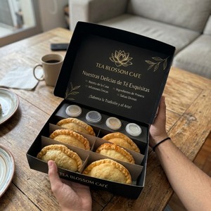 Boîte à emporter pour empanadas avec logo personnalisé, avec compartiment pour sauce et séparateurs, en carton, pour emballages de nourriture rapide à emporter - Product Image 2