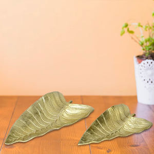 Cuenco DE SERVICIO DE Metal con forma de hoja hecho a mano de fábrica india, artículo decorativo para el hogar para Decoración de mesa de boda - Product Image 5