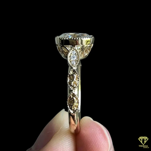 Bague ovale vintage cultivée en laboratoire 925 lunette en argent bague de fiançailles Style Antique Milgrain bijoux de mariage pour femmes - Product Image 4